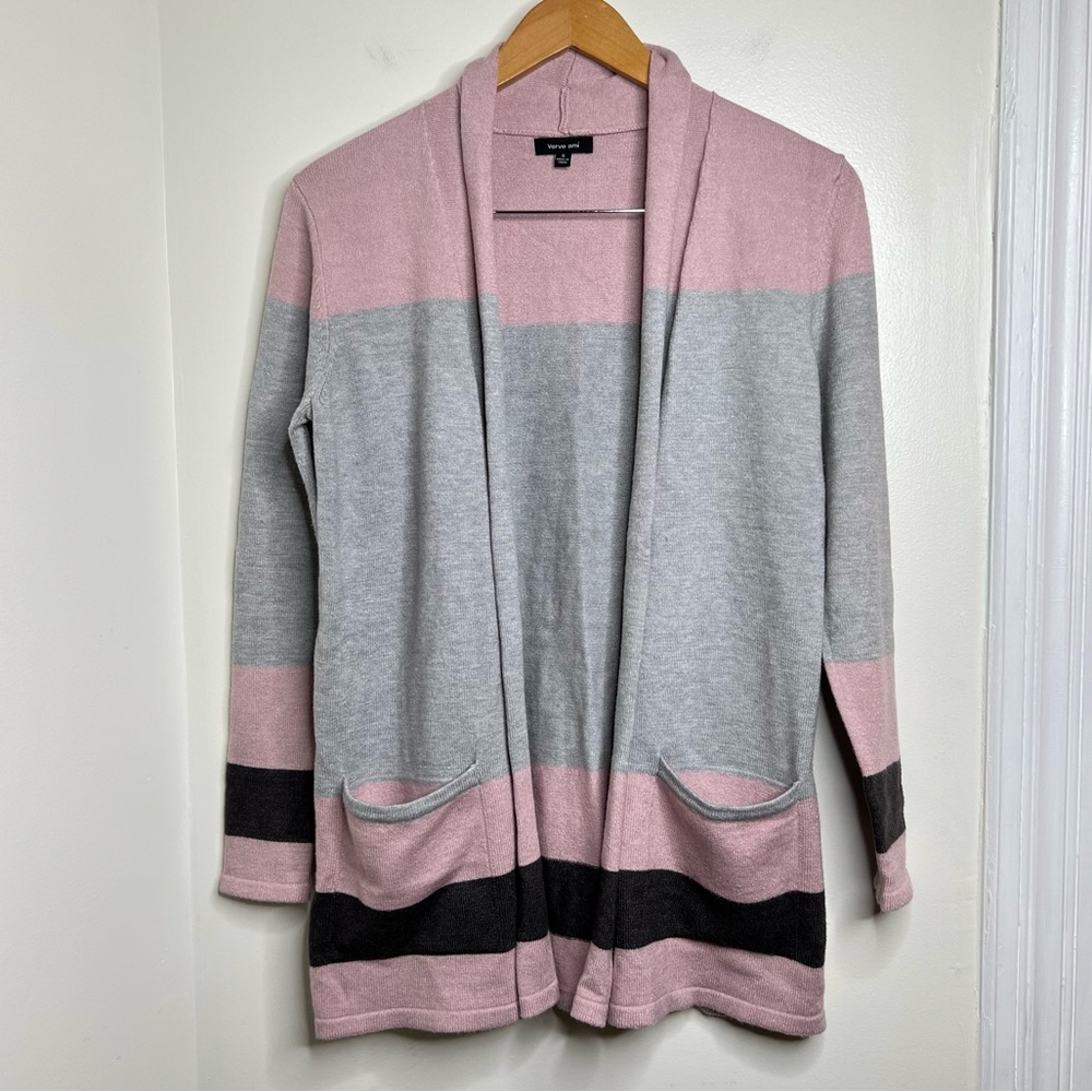 Verve Ami Open Front Cardigan Sweater Women’s Size Small Color Block Soft